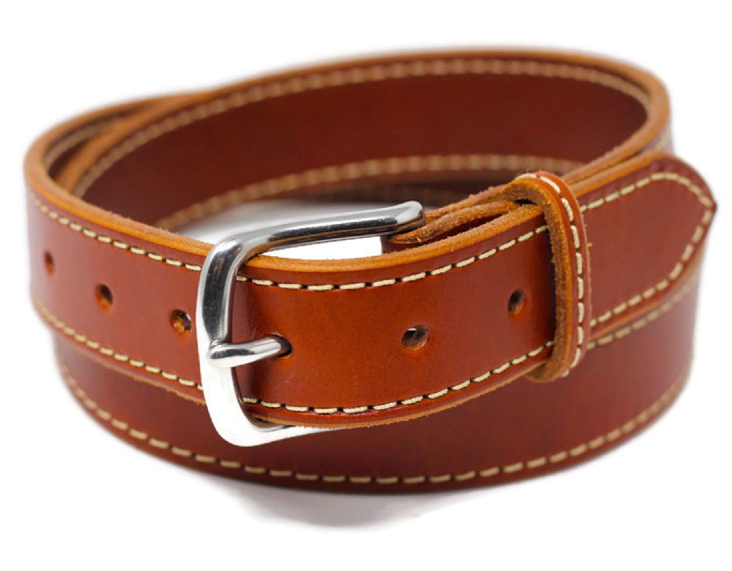 Bridle Leather Belts with stitching 1.25 inch width – Tempi Design Studio