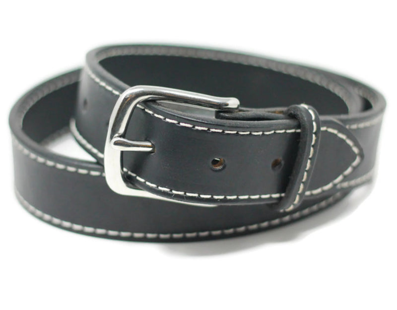 Black Stitched Belt - White Stitching