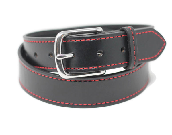 Black Stitched Belt - Red Stitching